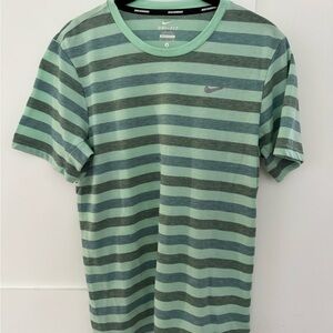 Nike Green Striped Short Sleeve Tee